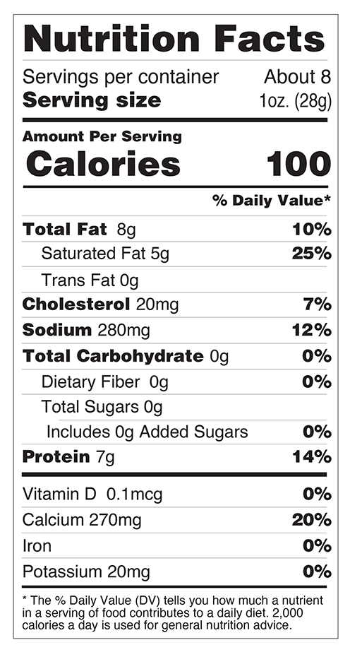 Nutrition facts for Ube Gouda